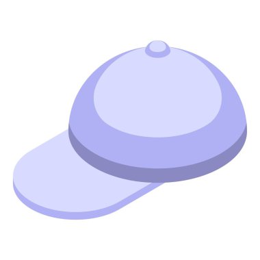 Mor beyzbol şapkası izometrik moda illüstrasyonu elbiseyi yukarıdan gösteriyor