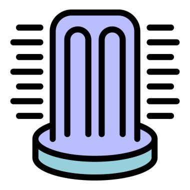 Taş havzasından akan su her iki tarafında hız çizgileri olan bir şelale oluşturur.