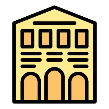 Okul, kütüphane ya da müze gibi bir kamu kurumunu temsil eden basit bir yapı simgesi