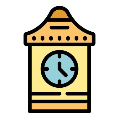 Sade sarı saat kulesi saati söylüyor. Tarih, mimari ve zaman yönetimi ile ilgili projeler için mükemmel.