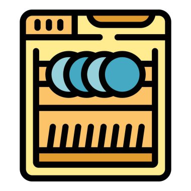 Bulaşık makinesinin basit bir simgesi. Tabakları askıda tutuyor ve kurutuyor.