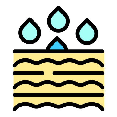 Bu renkli simge yağmur suyunun toprak katmanlarından yavaşça sızdığını gösteriyor