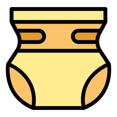 Bebek bezinin basit, renkli bir simgesi. Çocuk bakımı, ebeveynlik ve bebek ürünleriyle ilgili projeler için mükemmel.