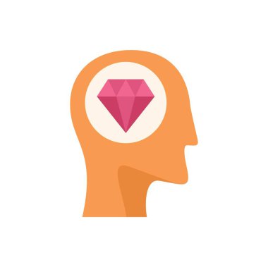 İçinde pembe bir elmas olan insan kafası profili yeni ve değerli bir fikri temsil ediyor.