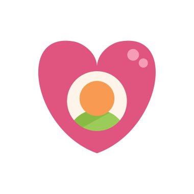 Simple icon of a person inside a heart is showing self love clipart