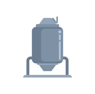 Bu vektör çizimi, tahıl depolama ve tarım üretim süreçlerini sembolize eden modern bir sanayi silosunu içerir.