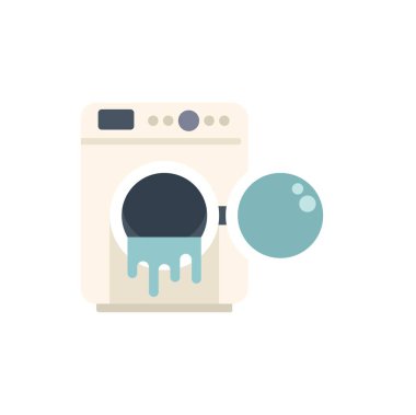 Çamaşır makinesi yanında sabun köpüğüyle su sızdırıyor.