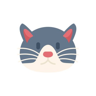 Beyaz arka planda izole edilmiş mavi tekir kedi yüzünün basit düz vektör çizimi