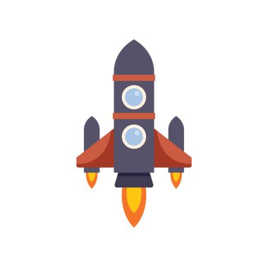 Çizgi film gemisi üssünden çıkan alevlerle uzaya fırlatılıyor.