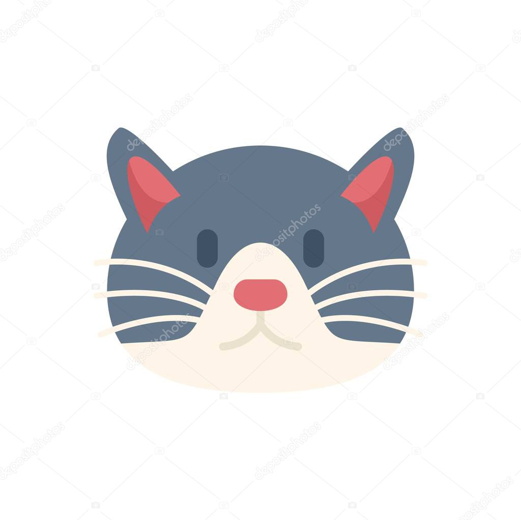 Simple flat vector illustration of a blue tabby cat face, isolated on a white background