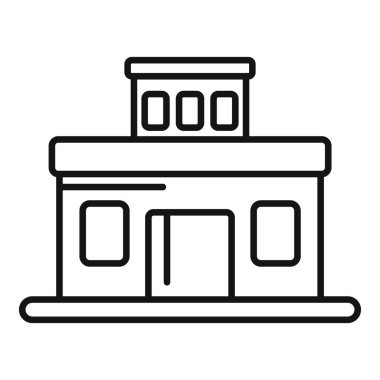 Modern bir binayı temsil eden basit bir çizgi simgesi, mimari, kentsel planlama ve gayrimenkul projeleri için mükemmel