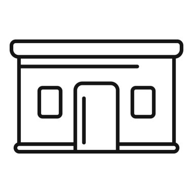 Bir mağaza binasını temsil eden basit ana hatlı vektör simgesi, uygulamalar ve web siteleri için mükemmel