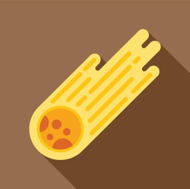 Yanan kuyruklu yıldız uzayda uzun kuyruk düz tasarım çizimiyle uçuyor.