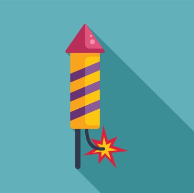 Havai fişek roketi yanan fitili ile duruyor, patlamaya ve güzel bir manzara yaratmaya hazır.