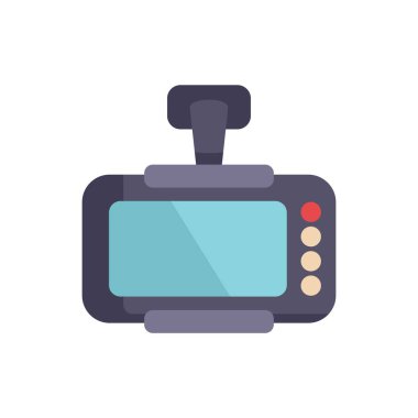 Emme kabı montajlı araba video kaydedicisi boş bir ekran gösteriyor, ön görüntü, beyaz arkaplanda izole edilmiş.