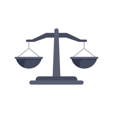 İki boş tavayı tartan denge terazisi eşitlik ve adalet kavramını sembolize ediyor.