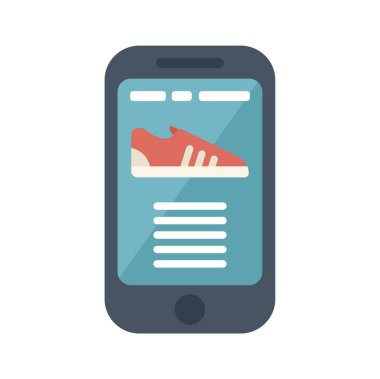 Smartphone, koşu ayakkabıları ve ürün detaylarıyla birlikte mobil bir alışveriş uygulaması gösteriyor