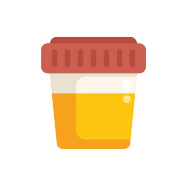 Steril plastik kabın içinde idrar örneği var. Laboratuvar testleri ve tıbbi testler için hazır.