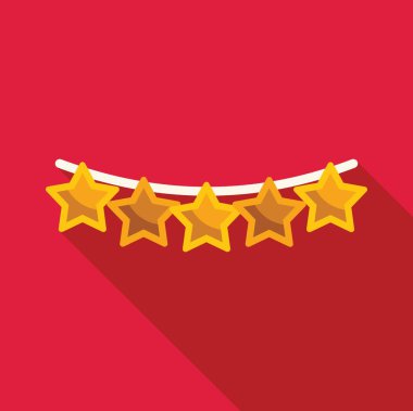 Bir dizide asılı beş altın yıldız mükemmel bir beş yıldız puanını temsil ediyor.