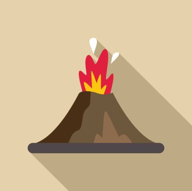 Volkan püsküren lav ve magma düz tasarım ikonu uzun gölgeli