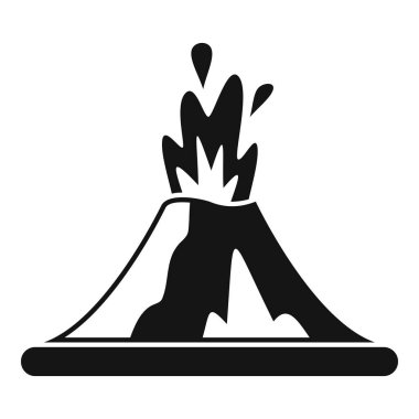 Yanlarından lav akarken patlayan bir volkanın siyah ve beyaz simgesi.