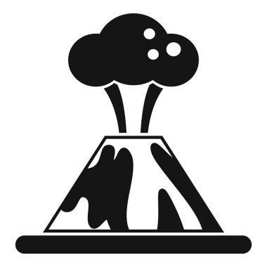 Dumanla patlayan bir volkanın basit siyah beyaz simgesi.