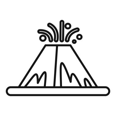 Yanlarından kül ve lavların aktığı basit bir volkan çizimi.