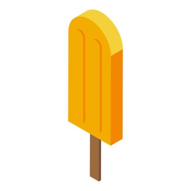 Çubukta sarı bir dondurmanın basit bir izometrik çizimi. Yaz ve yemek temalı projeler için mükemmel.