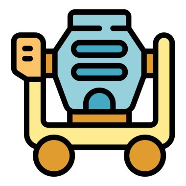 Taşınabilir beton karıştırıcının tasviri, inşaat projeleri için hayati bir araç, çimento, toplamlar ve su karışımının verimli bir şekilde karıştırılmasını sağlamak