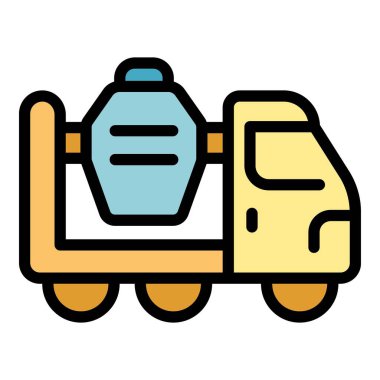 İnşaat malzemeleri taşıyan bir beton karıştırıcının basit renkli simgesi