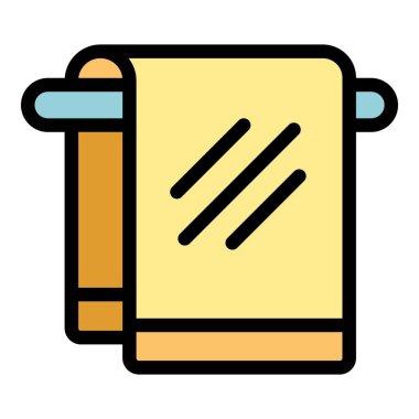 Havlu kurutma makinesine asılı sarı havlunun basit vektörü, web siteleri, uygulamalar ve sunumlar için mükemmel