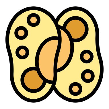 Tohumlarını gösteren bir fasulyeyi tasvir eden çizgi film stili ikonu, tohum dağılımı kavramını temsil ediyor.