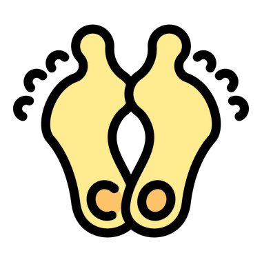 Her başparmağında nasırlar olan bir çift ayak çizgi film ikonu, kuru ayak kavramını temsil eder.