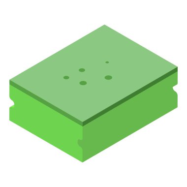 Kabataslak yüzeyi olan yeşil temizlik süngeri beyaz arkaplandadır