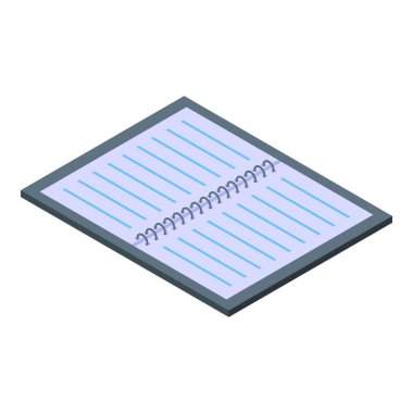 İzometrik görünümde boş sayfaları gösteren spiral not defterini aç, mesajınız veya dizaynınız için hazır