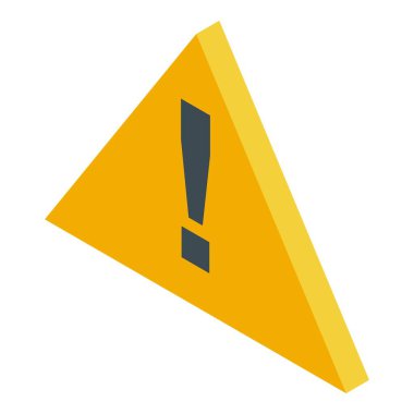 Yellow triangle warning sign showing danger with exclamation mark isometric icon isolated on white background clipart