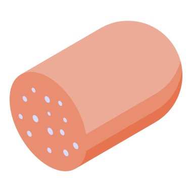 Beyaz yağ parçalı sosis çubuğu, kasaptan alınan ürün, izometrik görünüm.