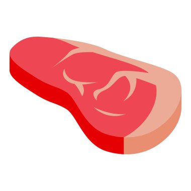 Bu taze kırmızı et bifteğinin izometrik ikonu herhangi bir yiyecek projesi için mükemmeldir.