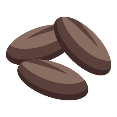 Beyaz arka plana düşen üç kahverengi kahve çekirdeği.