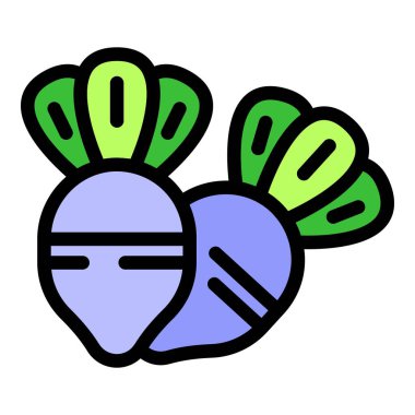 Yeşil yapraklı iki şalgamın basit simgesi.