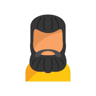 Sarı tişört giyen sakallı bir adamın karikatür avatarı ikonu. İnternet profilleri ve sosyal medya için mükemmel.