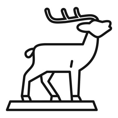 Platformda duran bir geyiğin basit çizimi, sanki bir müze sergisinin parçası gibi.