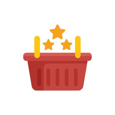 Bu vektör çizimi, müşteri memnuniyetini ve pozitif alışveriş deneyimini temsil eden beş yıldızlı bir alışveriş sepeti gösteriyor.