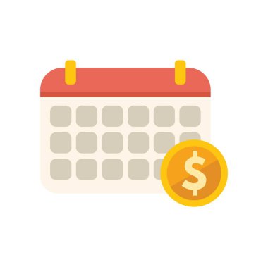 Takvim simgesi takvim ödeme gününü dolar sikkesi ile göstererek yinelenen aboneliği ya da maaşı temsil eder