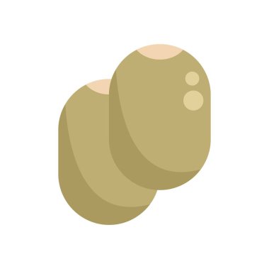 İki kivi meyvesi üst üste biniyor, ön kivi hafifçe aşağı bakıyor ve arka kivi meyvesi kısmen karartılmış.