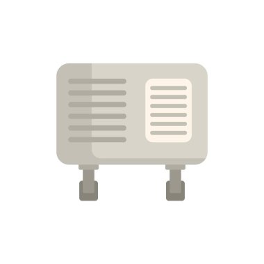 Isı kontrol paneli olan gri elektrikli ısıtıcı yerde ve ısıtma odasında duruyor.