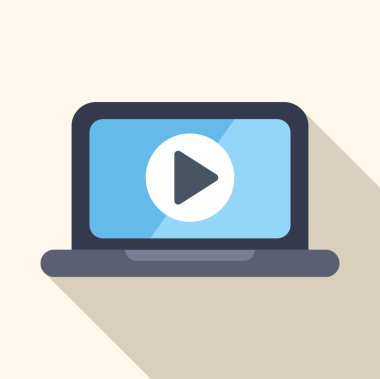 Bir çalma düğmesi simgesi ile video yayınlama servisini gösteren bir dizüstü bilgisayar aç, çevrimiçi eğlence önerisi