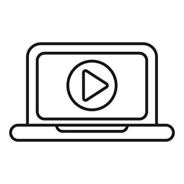 Çevrimiçi video yayını için bir çalma düğmesi gösteren basit bir dizüstü simgesi