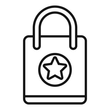 Yıldız logosu içeren, kaliteli ürünleri ve özel alışveriş deneyimlerini temsil eden basit bir alışveriş çantasının simgesi.