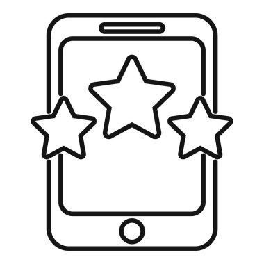 Akıllı telefonun üç yıldızlı bir not alan basit vektörü, uygulamaları ya da ürünleri incelemek için mükemmel